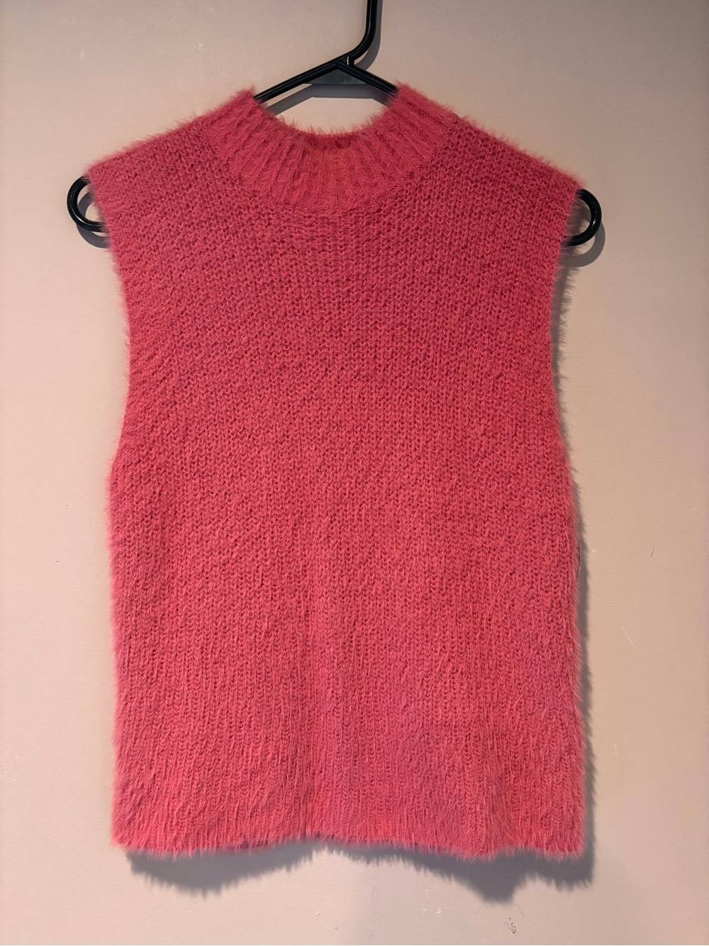 Old Navy Coral-Pink Fuzzy Mock Neck Sleeveless Sweater NWT